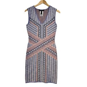BCBGMAXAZRIA Womens Size Small Knit Bodycon Sheath‎ Dress Geometric Multi